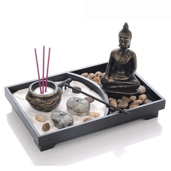 Giardino Zen – Set Meditazione con Statuette Buddha | Armonia & Mindfulness | Decoro Zen per Casa
