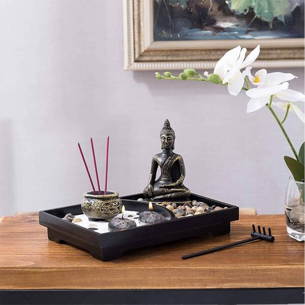 Giardino Zen – Set Meditazione con Statuette Buddha | Armonia & Mindfulness | Decoro Zen per Casa