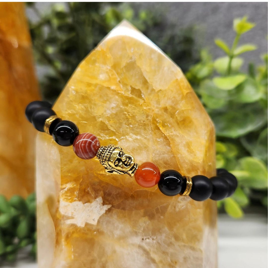 Buddha Black Obsidian Beaded Bracelets-4