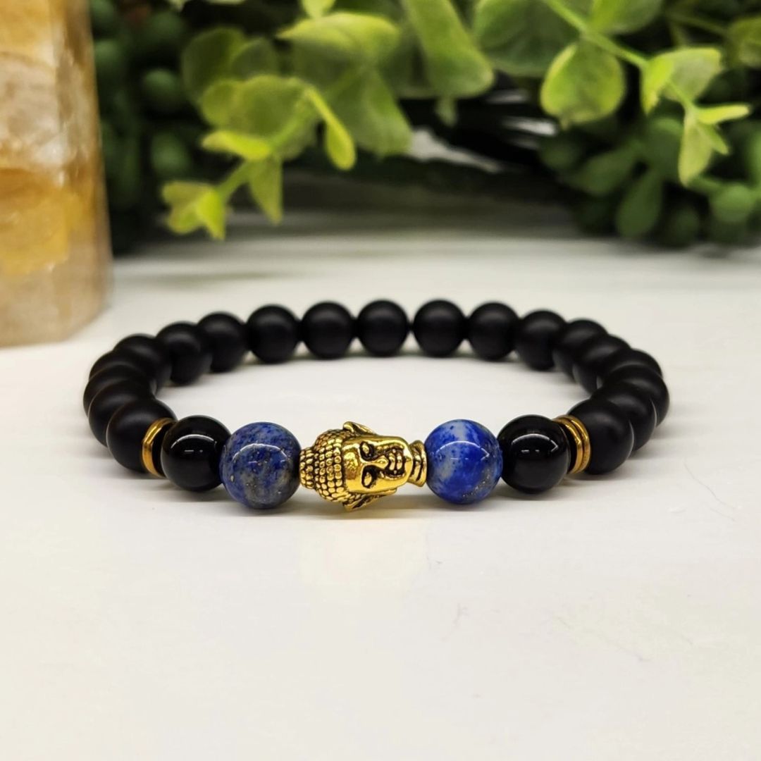Buddha Black Obsidian Beaded Bracelets-6