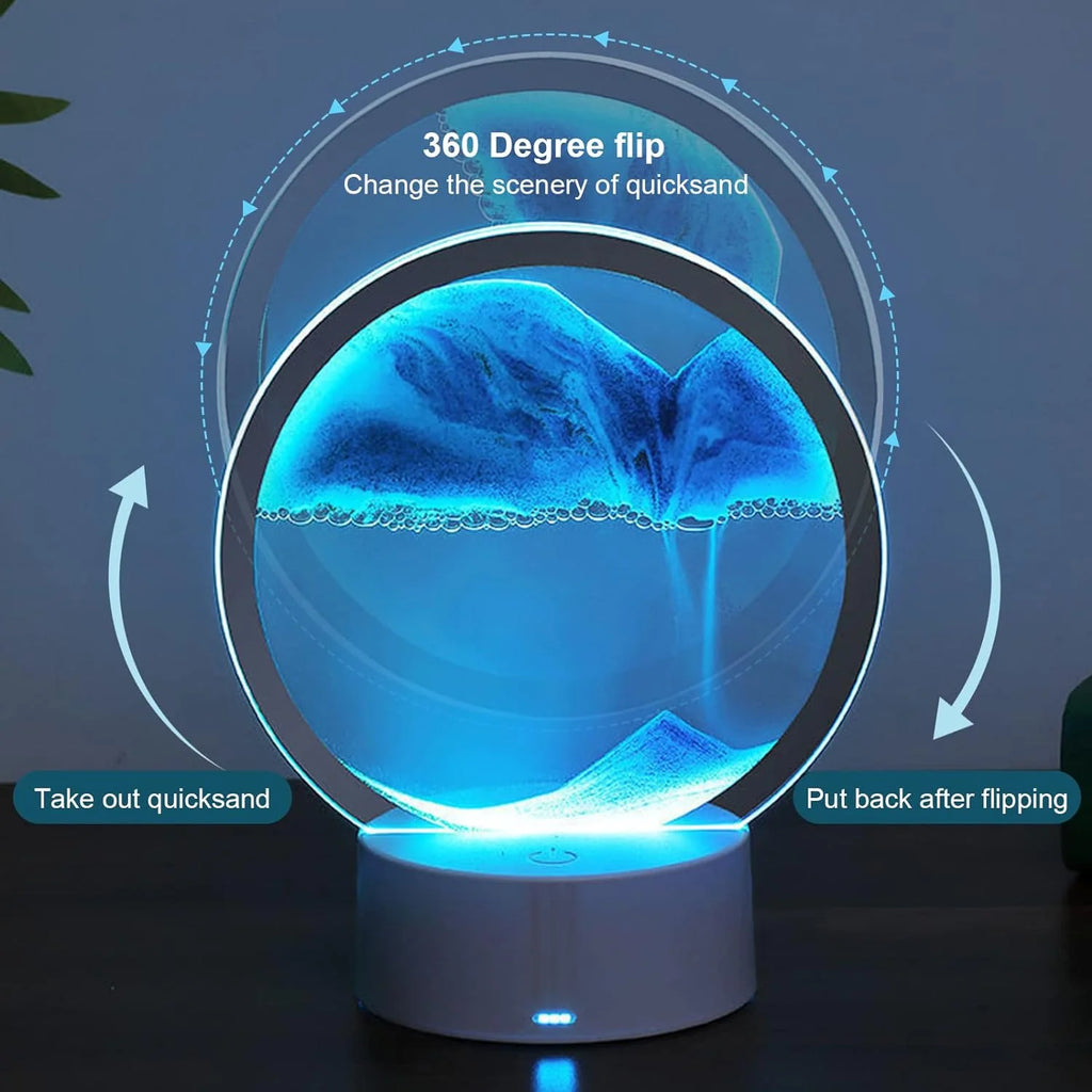 Lampada Clessidra Luminosa – Paesaggi di Sabbia con Luce Ambientale 7 Colori