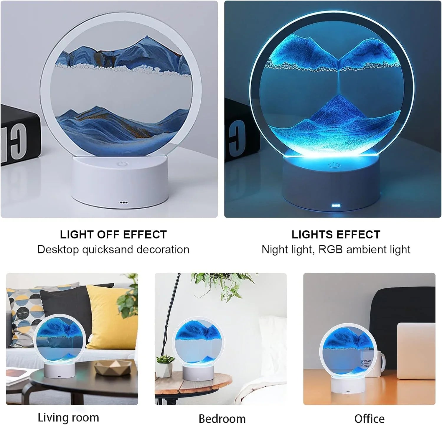 Lampada Clessidra Luminosa – Paesaggi di Sabbia con Luce Ambientale 7 Colori