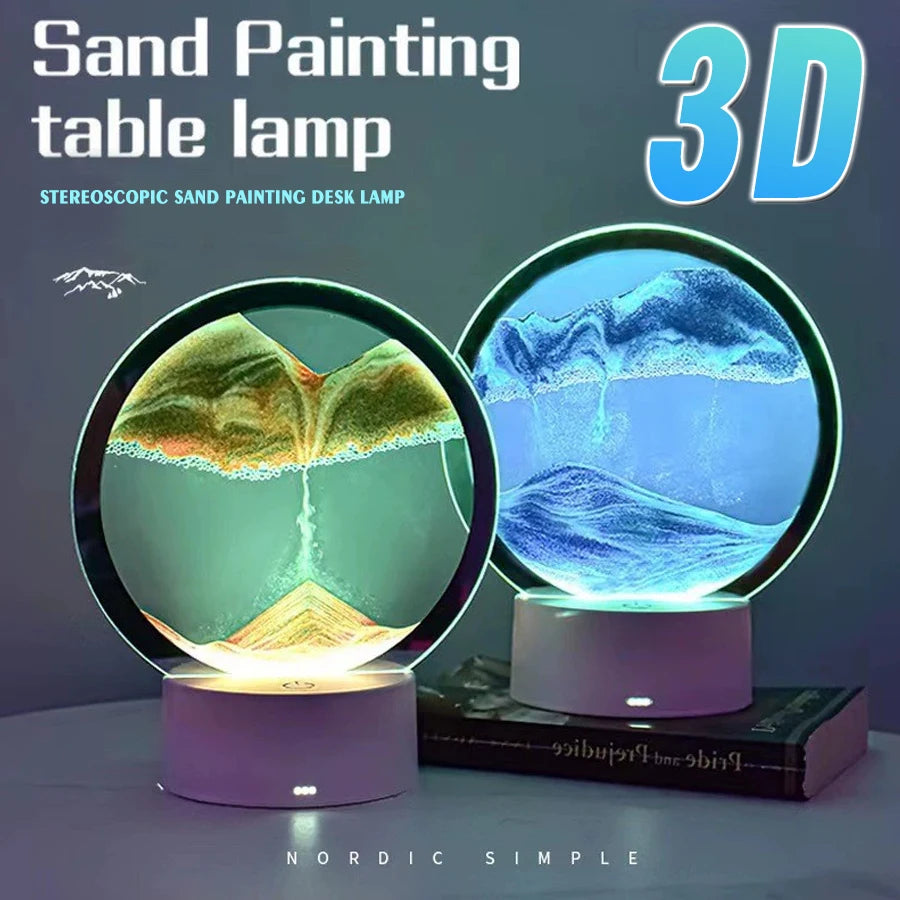Lampada Clessidra Luminosa – Paesaggi di Sabbia con Luce Ambientale 7 Colori