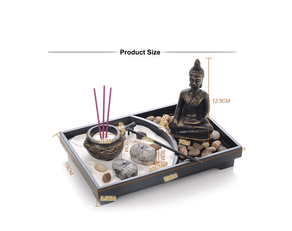 Giardino Zen – Set Meditazione con Statuette Buddha | Armonia & Mindfulness | Decoro Zen per Casa
