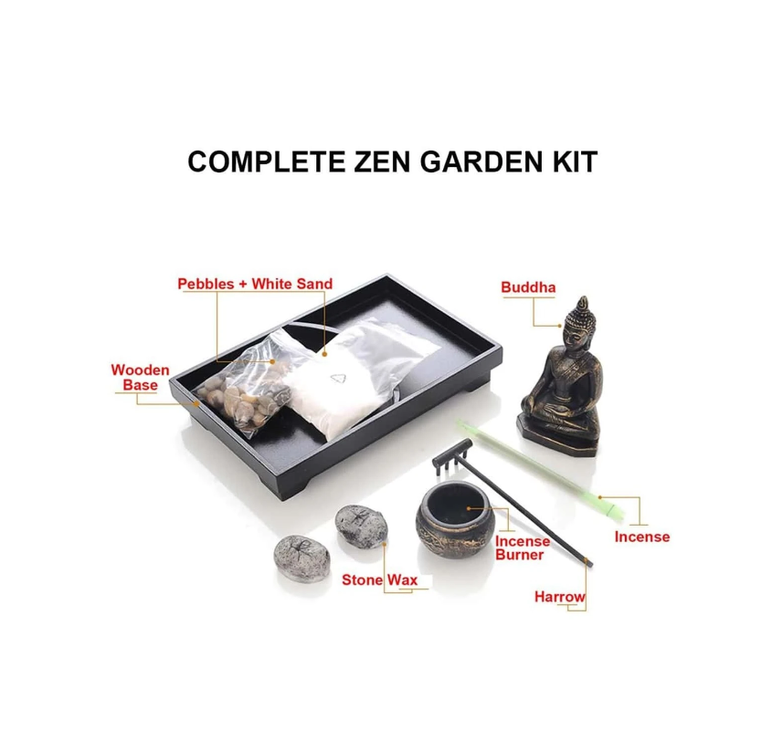 Giardino Zen – Set Meditazione con Statuette Buddha | Armonia & Mindfulness | Decoro Zen per Casa