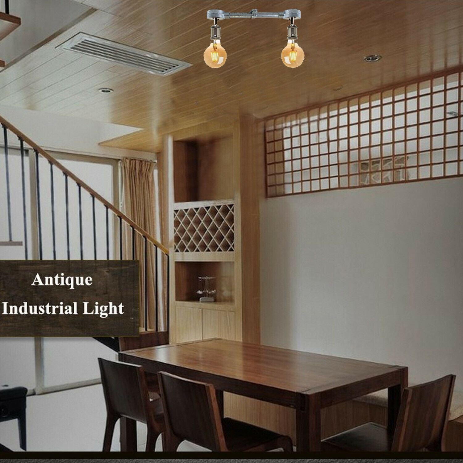 Lampada a Soffitto Industriale Vintage – Stile Retrò in Ferro Galvanizzato
