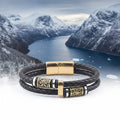 Bracciale Vichingo con Rune – Pelle e Acciaio Nordico